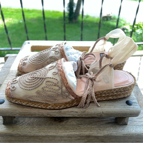 Stuart Weitzman Organza Espadrille Boho Sandals Women’s Size 7B EUC - Picture 5 of 11